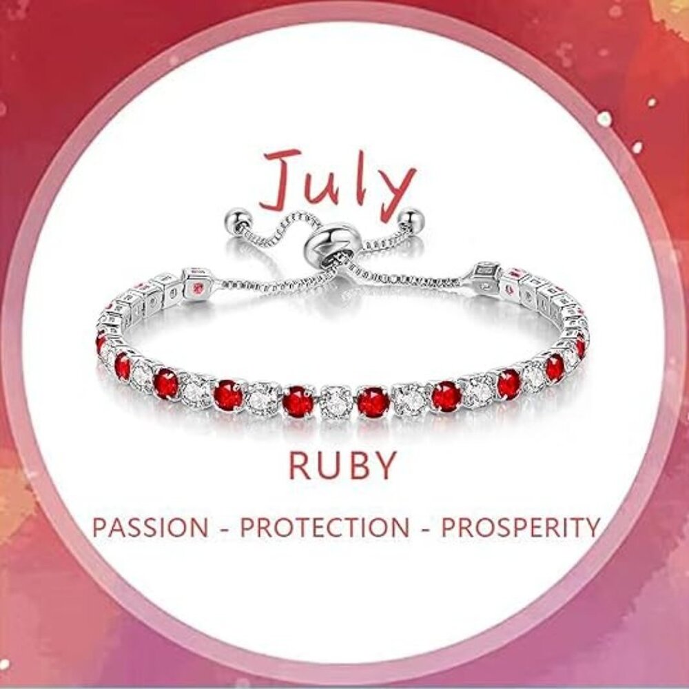 July Birthstone-Ruby Interval Silver Sparkly Cz A… - image 2